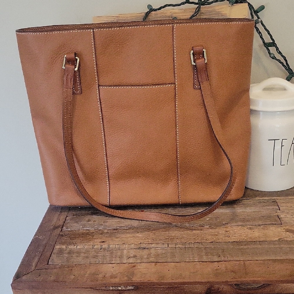 Dooney & Bourke Tan Structured Leather Tote - Picture 3 of 15
